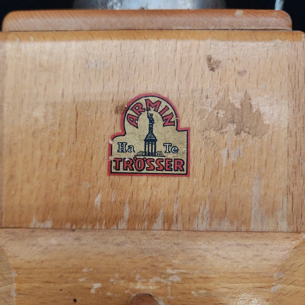 Armin Trosser Brown Wood Manual Coffee Grinder Vintage Antique 1930s Germany